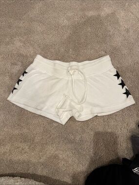 HARDTAIL JUNIOR LARGE BNWOT white terry shorts w black stars down sides.